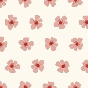 Pink Button Flowers on cream