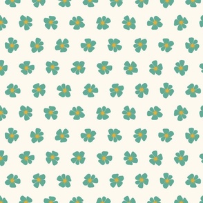 Green Button Flowers on Cream