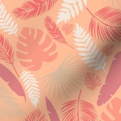 Peach Fuzz- Tropical Leaves - Pantone color of the year 2024
