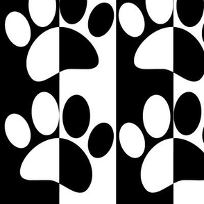 Dog Paw Prints and Stripes in Black And White