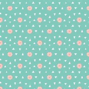 geo flowers teal - small