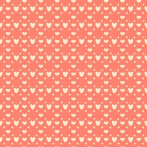Baby hearts cream on coral pink, nursery, kids, bows, dresses, decor, cute, 2”
