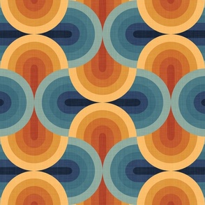 Basket Weave Linen Texture Disco Overlap Curves Light Retro Rainbow Large Print 12" Repeat by AranMade