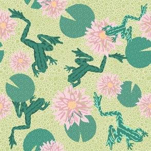 Monet frogs-lime