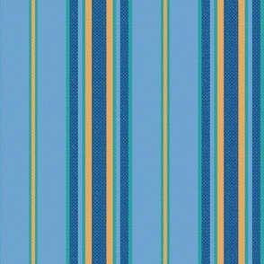 Oxford Stripe - Baltic Green, Little Boy Blue, Nautical Blue, Blazing Orange (TBS213)