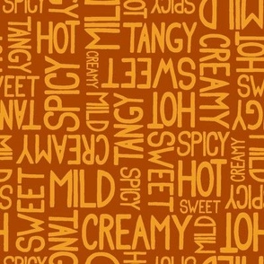 Brown mustard hand painted Sauce Words