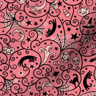 Medium Halloween Swirls Party on Vintage Pink