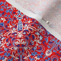 Lacy bandana - darker blues, red & white (medium scale)