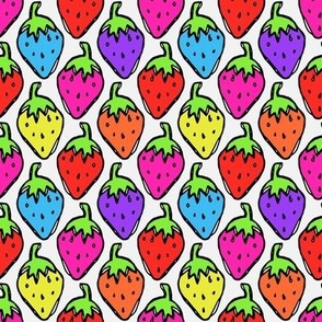 Strawberry Berries Bright Rainbow || cute fruit