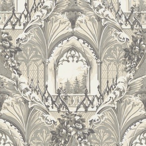 1845 Vintage Gothic Windows in Alabaster - Original Colors - Large Scale