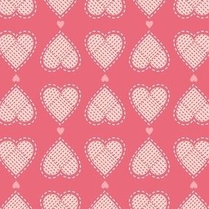 Valentines Heart Strings Country Pink Stitched Up Hearts – 2.5 x 3 inch Repeat