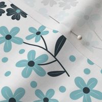 Birds and Blooms - Teal and Soft Sky Blue - Monochromatic - Coastal - Seaside - Cardinal - Florals - Flowers - Nature - Summer - Garden - Botanicals