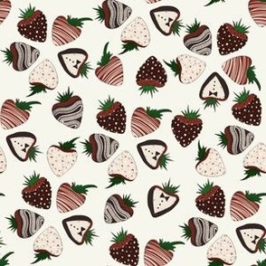 Chocolate Covered Strawberries Valentine's Day tossed pattern  (Medium Scale) White
