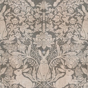 Modern damask/Year of the Rabbits /grey/textured