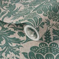 Modern damask/Year of the Rabbits /sea green/textured