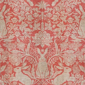 Modern damask/Year of the Rabbits /salmon/textured