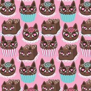 choco cats pattern pink