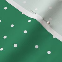 White polka dots on St Patricks Day green 