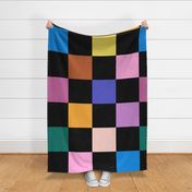 Large Bright Colorful checks - colorful checkerboard - colourful check -  Rainbow Checkered - Pride LGBT Lgbtqia+ Blue Red Yellow Pink Green Purple Brown Lilac Orange Peach Pastel Black - Bold Happy and Modern Summer picnic blanket nursery decor