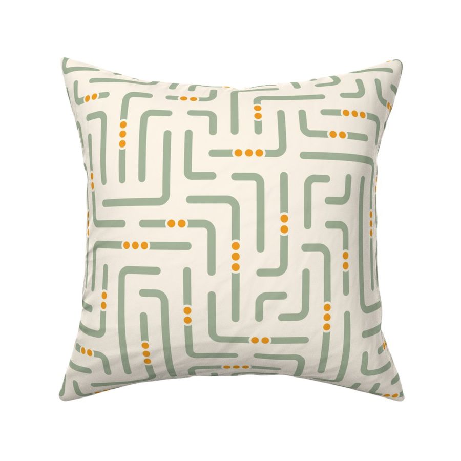 (L) Orange garden maze geometric orange grove collection Vanilla celadon