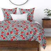 Of Sleep and Dreams Red Poppy Print Cream Background Custom Request Large