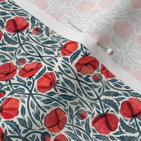 Of Sleep and Dreams Red Poppy Print Cream Background Custom Request Microprint