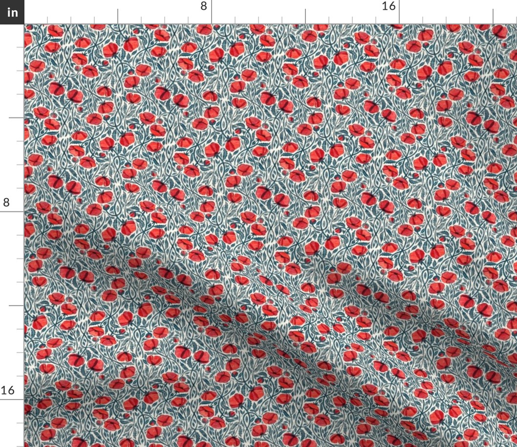 Of Sleep and Dreams Red Poppy Print Cream Background Custom Request Microprint