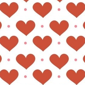 Red hearts and pink polka dots