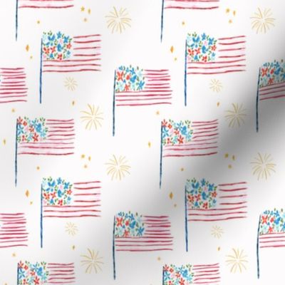 Floral Flag United States of America flag 4x4