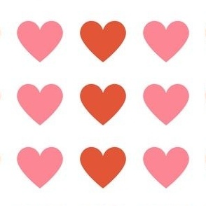 Pink and red hearts pattern