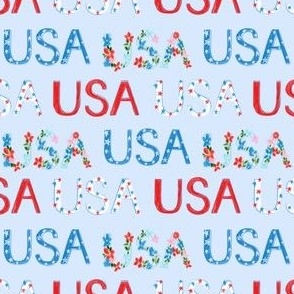 Floral USA July on Blue 4th Patriotic Design 4x4