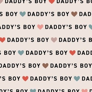 Minimalist Father's Day - daddy's boy text and hearts design blue red on sand