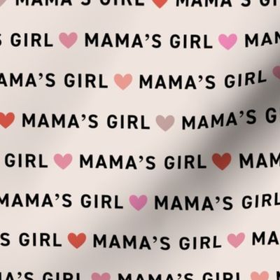 Minimalist Mother's Day - mama's girl text and hearts design pink on sand