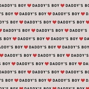 Minimalist Father's Day - daddy's boy text and hearts design red beige 