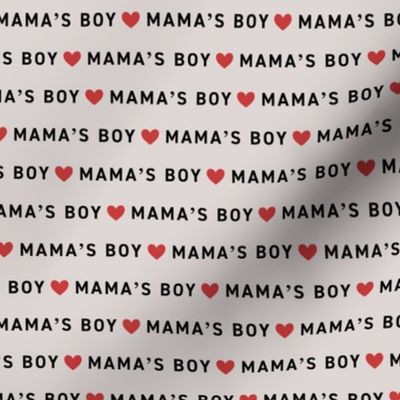 Minimalist Mother's Day - mama's boy text and hearts design red on beige 