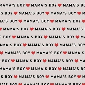 Minimalist Mother's Day - mama's boy text and hearts design red on beige 