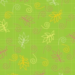 Vines And Swirls, Lime Background