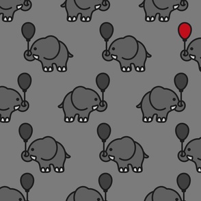 Grey elephant and balloons - Large scale