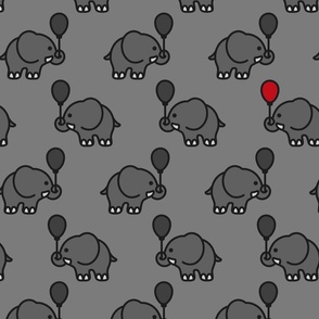 Grey elephant and balloons - Medium scale