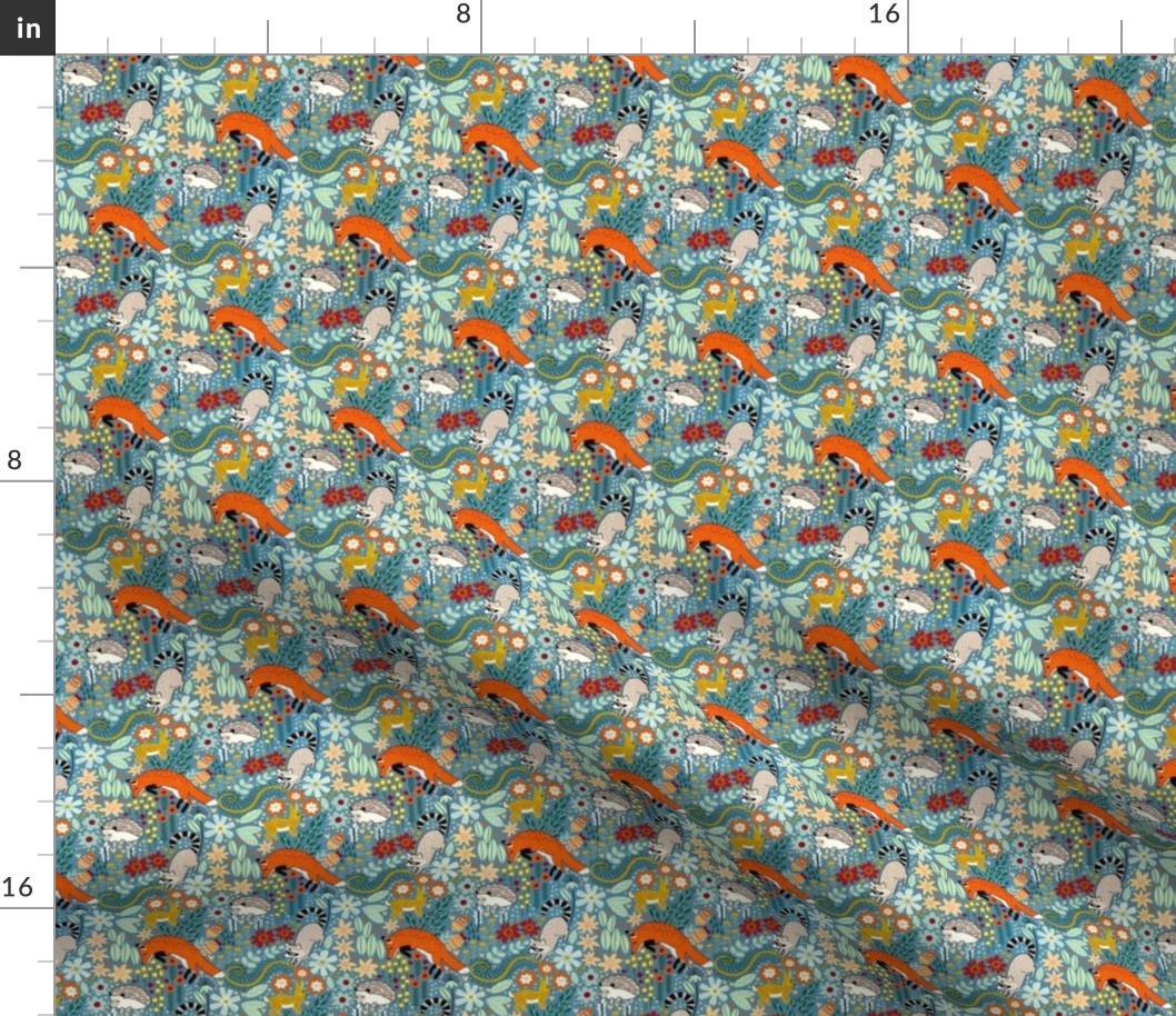 Textured Woodland Pattern - Dusty Blue - Tiny Scale
