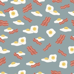 small eggs and bacon / blue gray