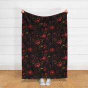 large scale burgundy and red floral