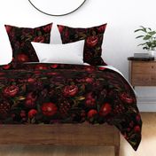 large scale burgundy and red floral