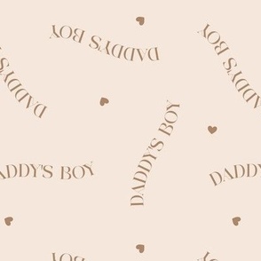 Daddy's boy groovy modern boho father's day design with little hearts caramel on sand