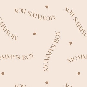 Mommy's boy groovy modern boho mother's day design with little hearts caramel on sand