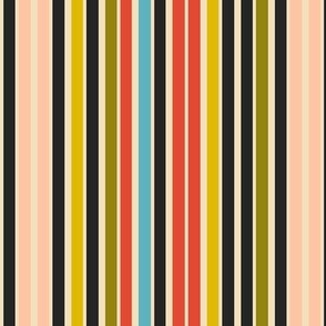 (S) Magic Stripes / Mid Century Color Version / Small Scale or Doll House Wallpaper