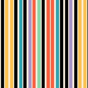 (S) Magic Stripes / 1960s Color Version / Small Scale or Doll House Wallpaper