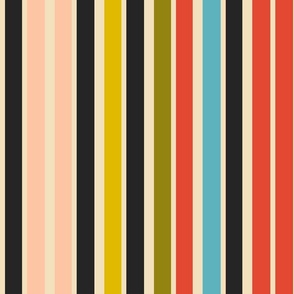 (L) Magic Stripes / Mid Century Color Version / Large Scale or Wallpaper