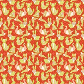Origami Woodland Animals with Geometric Hand drawn Textile Print