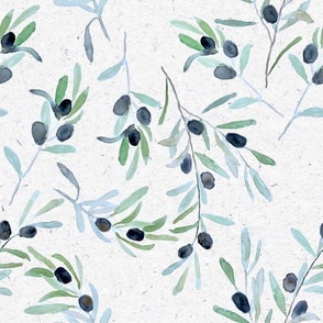 olive branches and leaves / watercolor